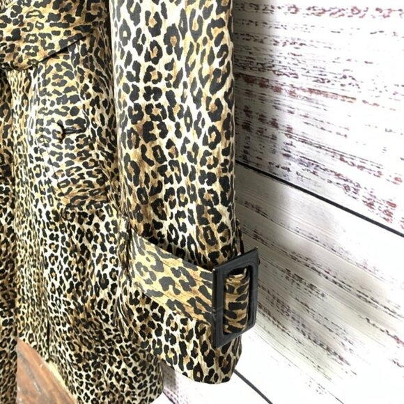 Cheetah Print Classic Double Breasted Fully Lined Trench Coat Med, Joan Rivers - Picture 7 of 9
